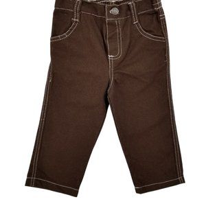 LR Infant Cotton Solid Brown Denim Pockets Jeans Kid's Pant Size 18 Months